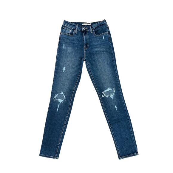 Levi's 721 Regular Fit Skinny Ankle Jeans Women's Size 27 Blue High Rise Stretch - Picture 1 of 8